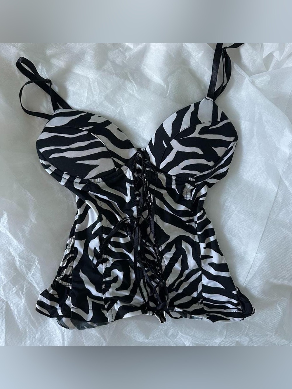Y2K Zebra Print Takini Top